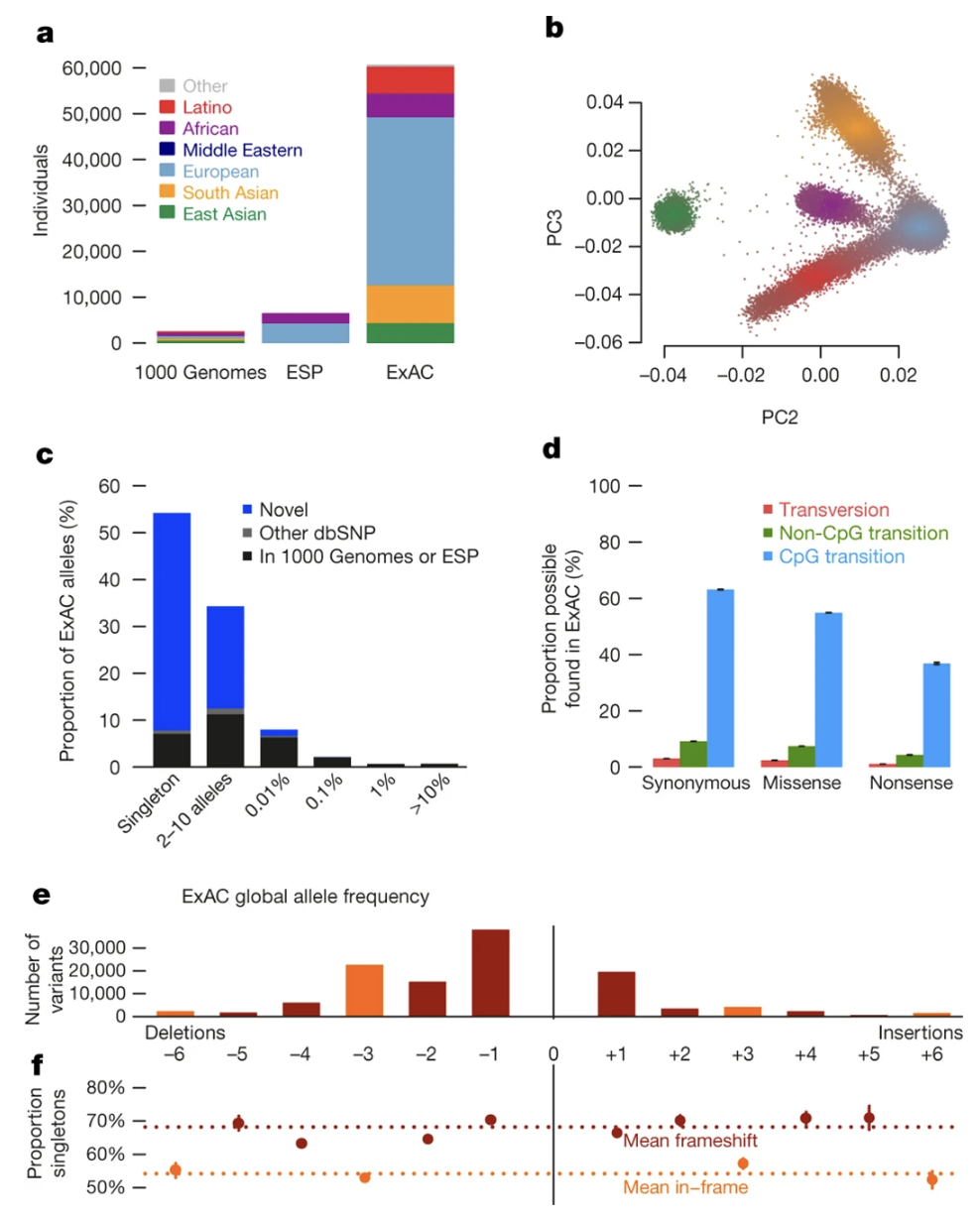 Allele frequency distribution of PTVs in ExAC