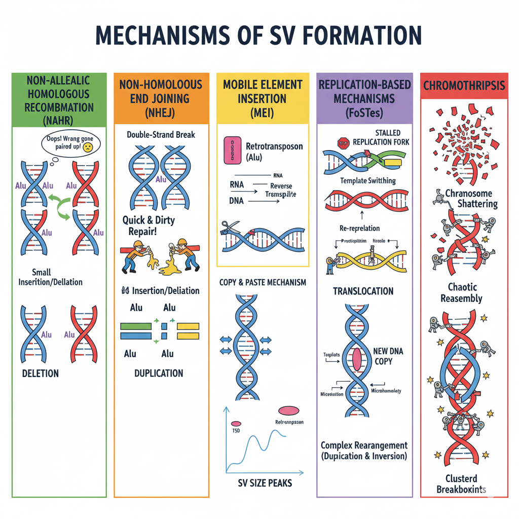 Five mechanisms of SV formation
