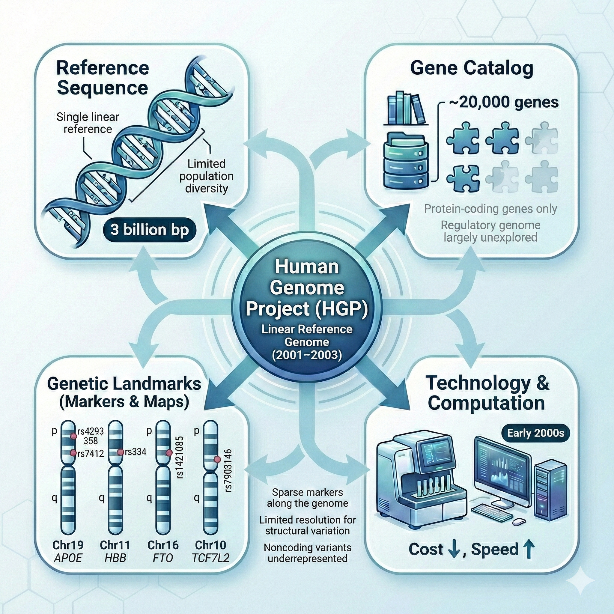 Four interconnected goals of the HGP