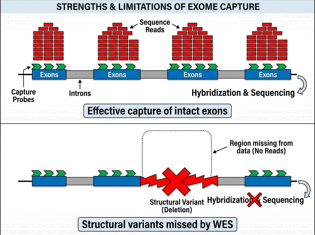 Target capture: success vs structural variant failure