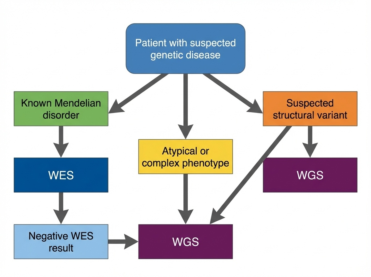 Clinical decision tree for WES vs WGS