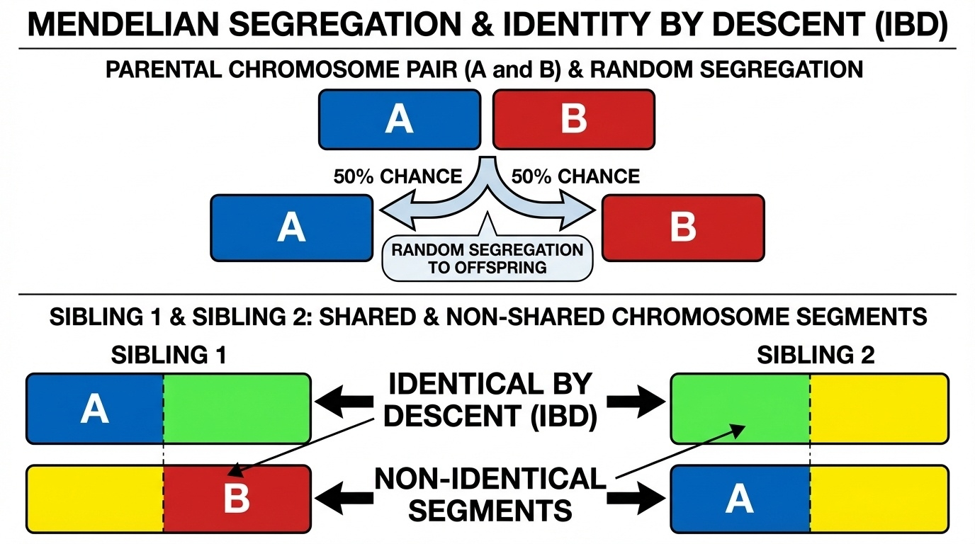 Mendelian segregation and identity by descent in siblings